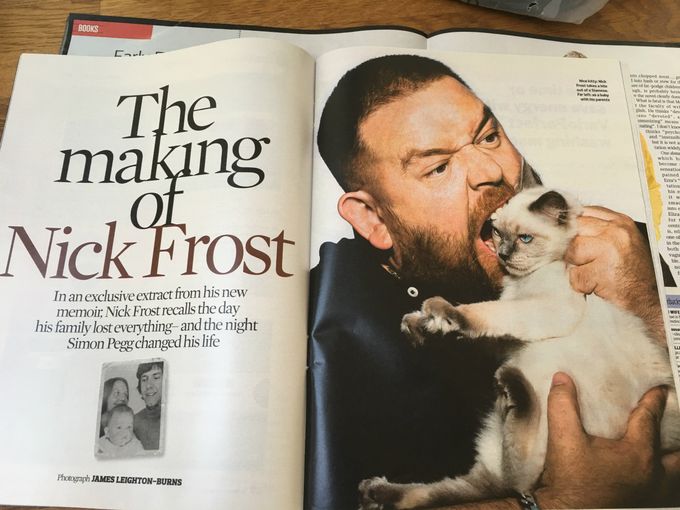In today's Guardian's Observer (04.10.2015) Nick Frost (Actor) and Eddie bred by us........Don't try this at home, no animals were hurt in the making of this interveiw!!!!  LOL :)
